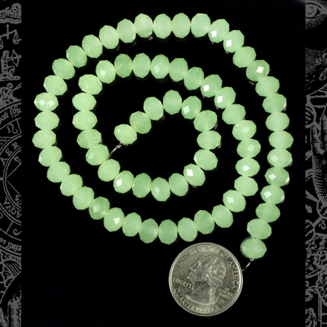 Soft Green Jade Colored 6mm x 8mm Rondelle Glass Beads - GB-6X8OV02